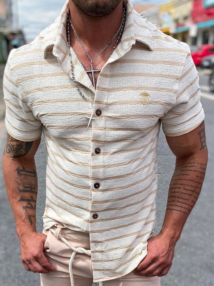 Stripe Casual Button Single Breasted Miesten Ohut Paita