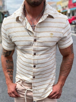 Stripe Casual Button Single Breasted Miesten Ohut Paita
