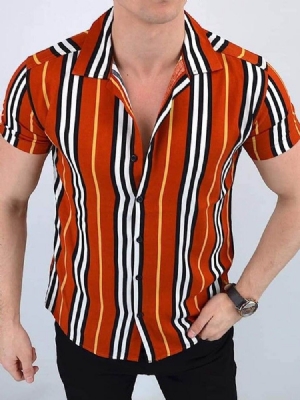 Stripe Casual Button Single Breasted Miesten Paita