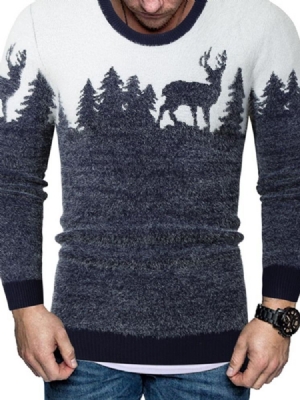Colour Block Standard Print Eurooppalainen Miesten Villapaita
