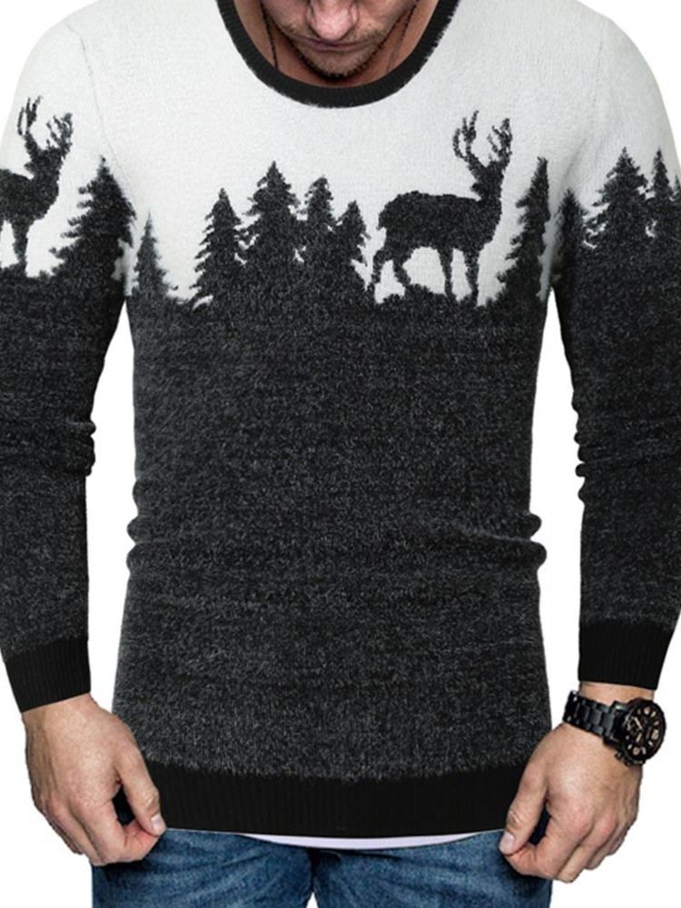 Colour Block Standard Print Eurooppalainen Miesten Villapaita