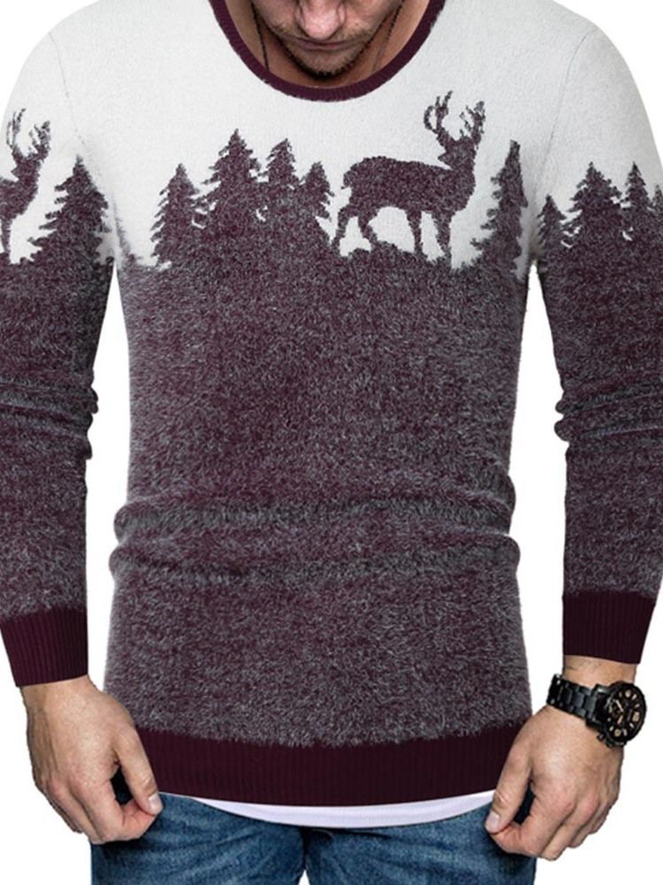 Colour Block Standard Print Eurooppalainen Miesten Villapaita