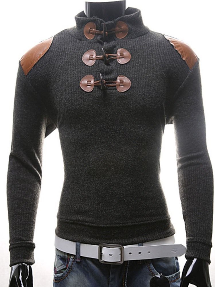 Miesten Vakiovärinen Patchwork Fall Casual -pusero