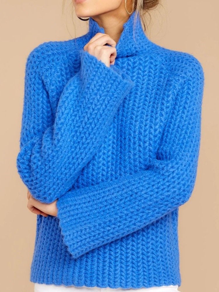 Naisten Patchwork Regular Regular Turtleneck Pitkähihainen Pusero