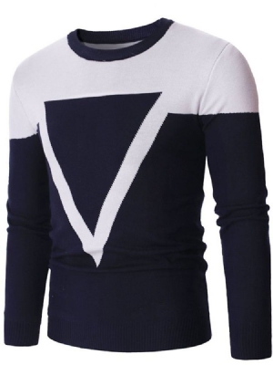 Normaali Patchwork Color Block Fall Miesten Ohut Villapaita