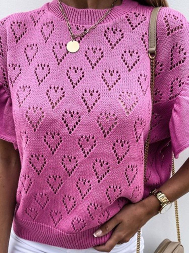 Petal Sleeve Patchwork Standard Lyhythihainen Naisten Villapaita
