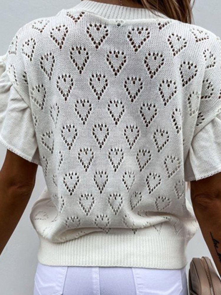 Petal Sleeve Patchwork Standard Lyhythihainen Naisten Villapaita