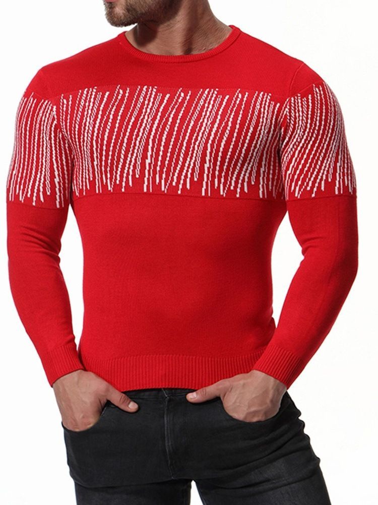 Pyöreä Kaula-aukko Patchwork Casual Miesten Villapaita