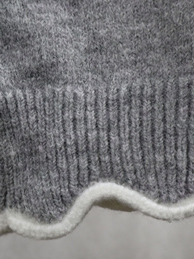 Tavallinen Patchwork-ohut Pitkähihainen Naisten V-aukkoinen Pusero