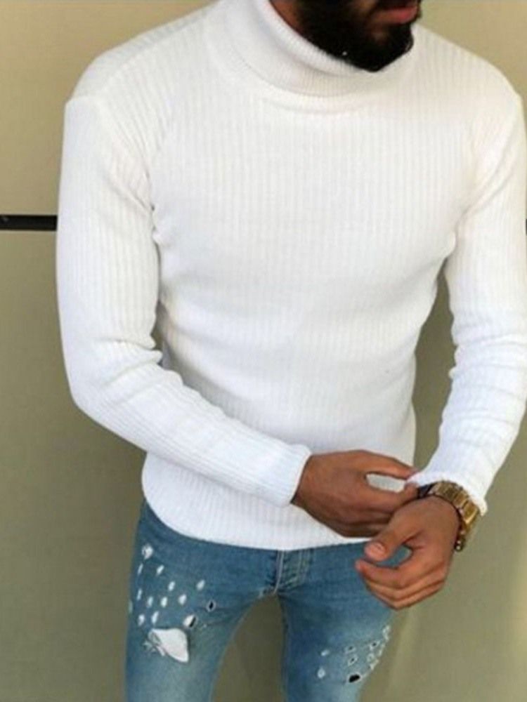 Turtleneck Plain Standard Winter Casual Miesten Villapaita