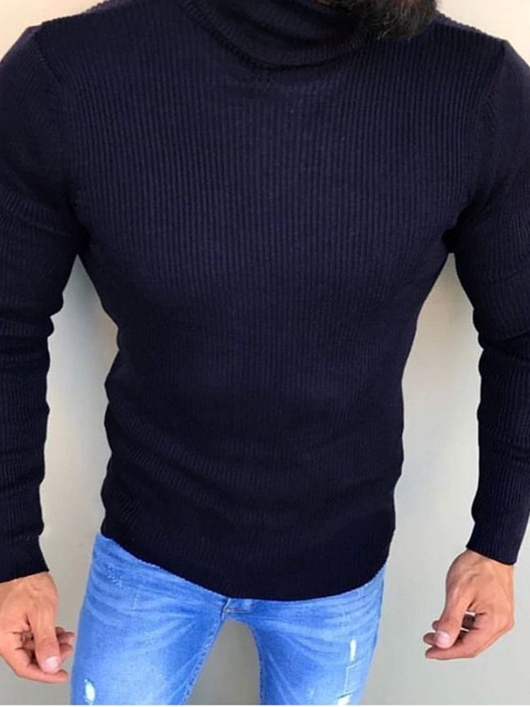 Turtleneck Plain Standard Winter Casual Miesten Villapaita