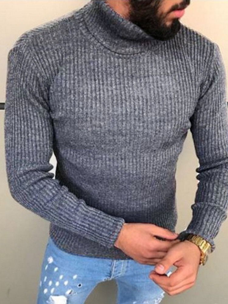 Turtleneck Plain Standard Winter Casual Miesten Villapaita