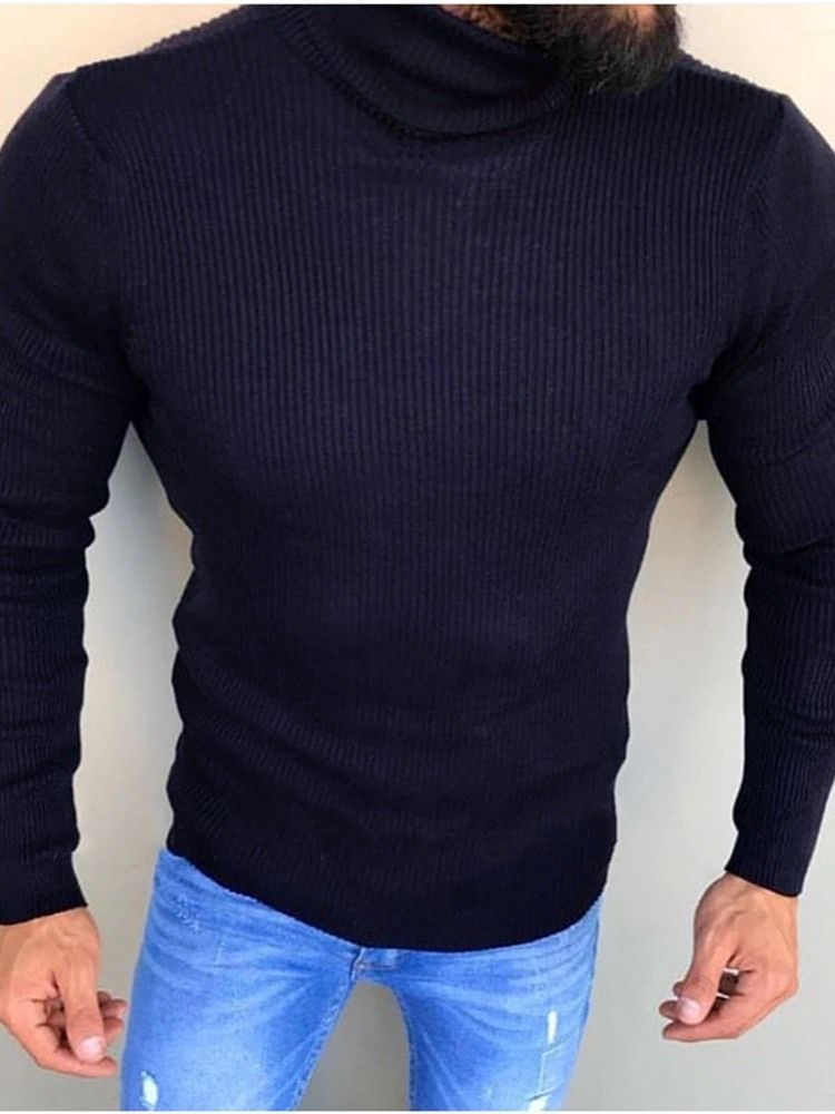 Turtleneck Plain Standard Winter Casual Miesten Villapaita