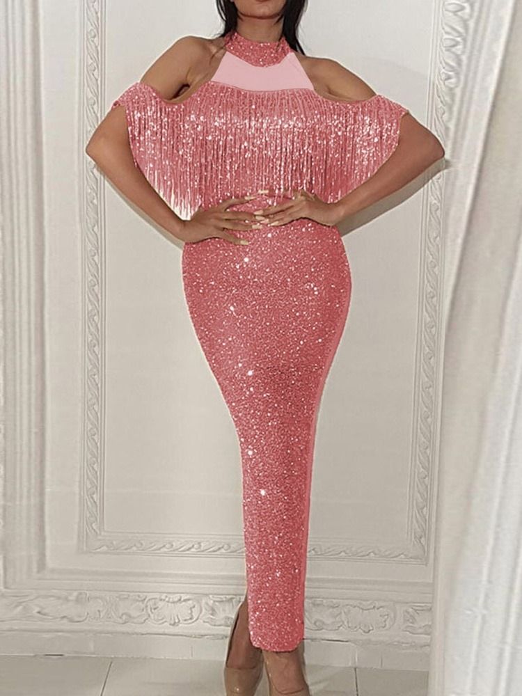 Lyhythihainen Paljetti Seisova Kaulus Naisten Naisten Bodycon-mekko