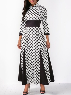 Naisten Jalusta-kaulus Polka Dots -värimekko