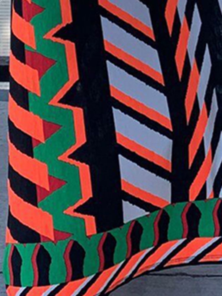 Naisten Painettu Lattiaan Ulottuva Hihaton Korkea Vyötäröinen Geometrinen Mekko