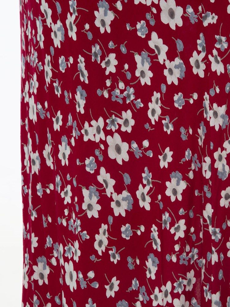 Naisten Slash Neck Puff Sleeve Print Maxi -mekko