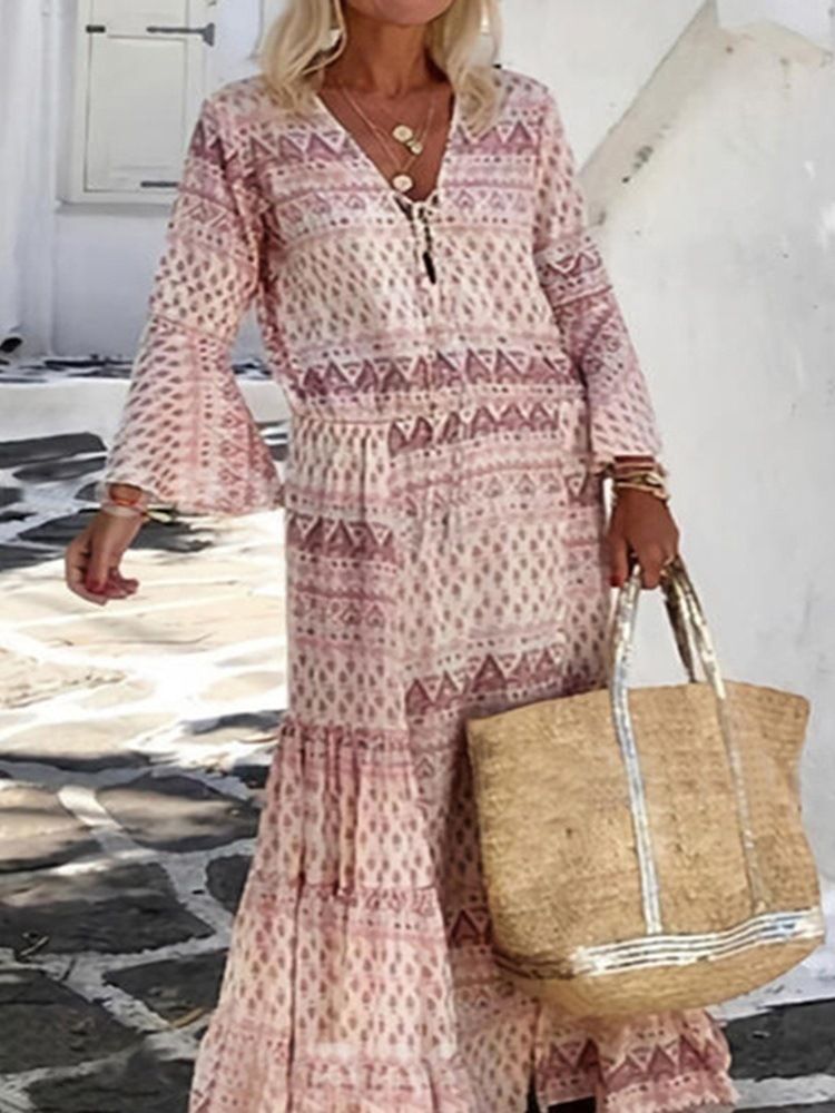 Patchwork Yhdeksän Pisteen Hiha Lattiaa Hipova Bohemian-naisten Mekko