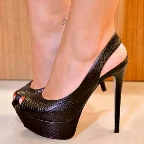Naisten Pu Platform Peep Toe Piikkikorko Avokkaat