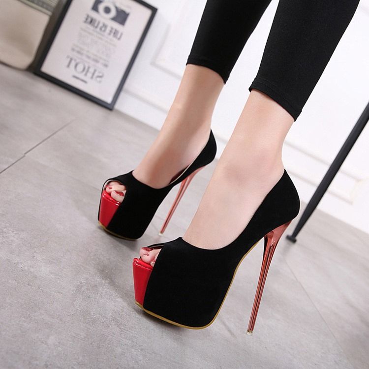 Naisten Värilohko Peep Toe Platform Piikkikorko Avokkaat