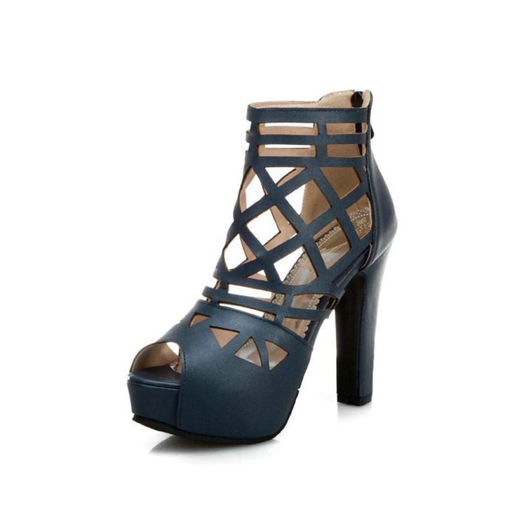 Naisten Vetoketju Peep Toe Platform Plain Thin Shoes