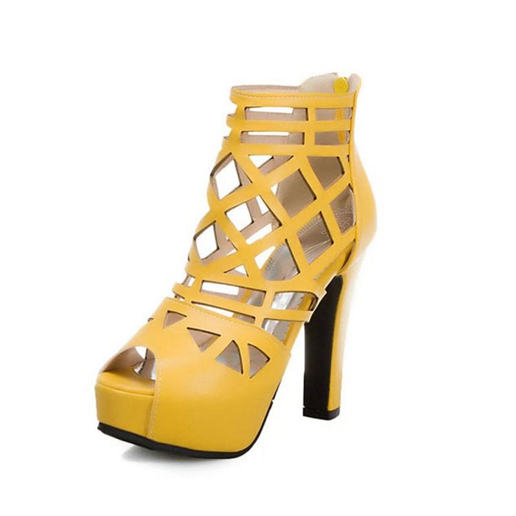 Naisten Vetoketju Peep Toe Platform Plain Thin Shoes