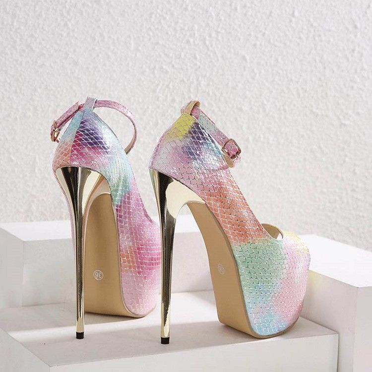 Peep Toe Buckle Stiletto Heel 16cm Thin Naisten Kengät