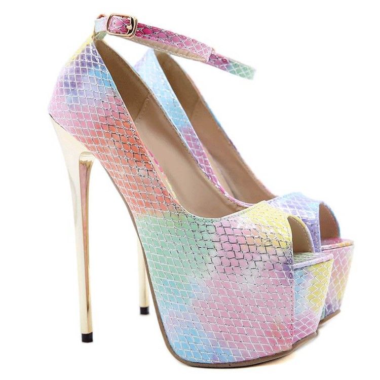 Peep Toe Buckle Stiletto Heel 16cm Thin Naisten Kengät