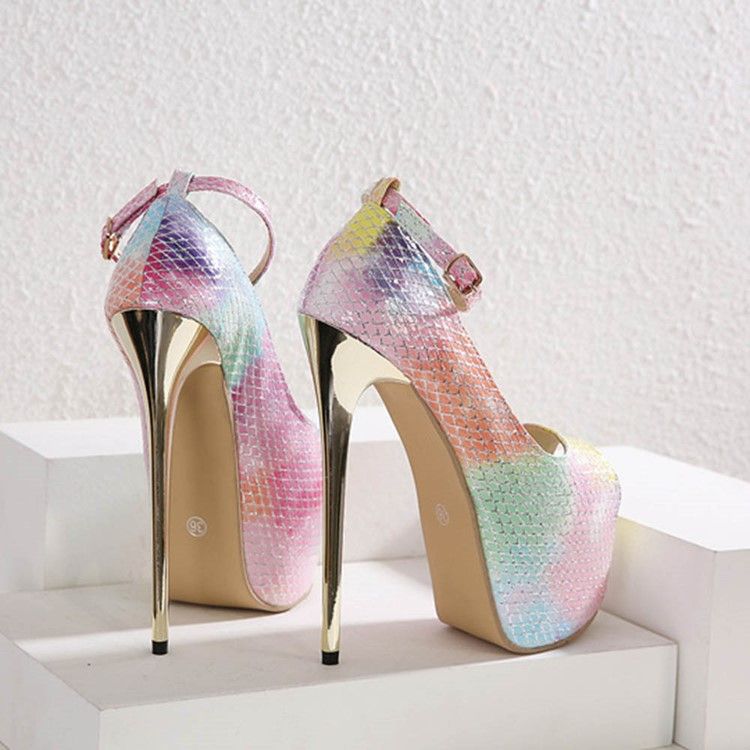 Peep Toe Buckle Stiletto Heel 16cm Thin Naisten Kengät