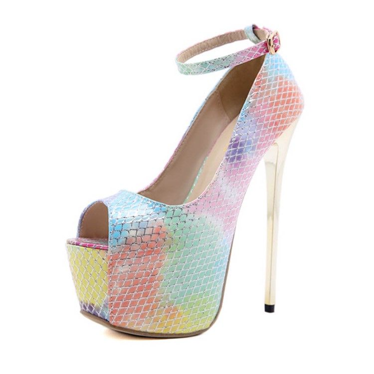 Peep Toe Buckle Stiletto Heel 16cm Thin Naisten Kengät
