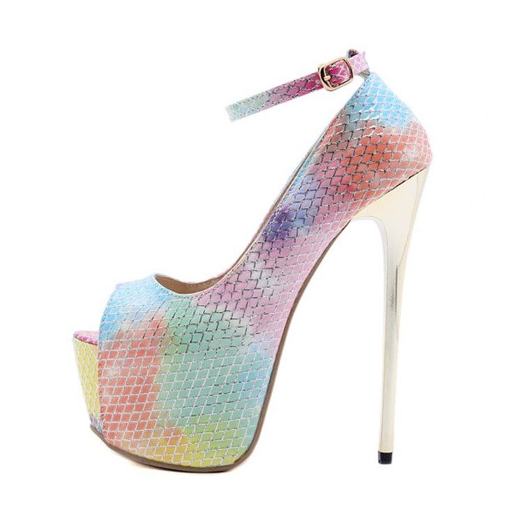 Peep Toe Buckle Stiletto Heel 16cm Thin Naisten Kengät