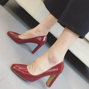Pu Slip-on Square Toe Chunky Heel Naisten Avokkaat