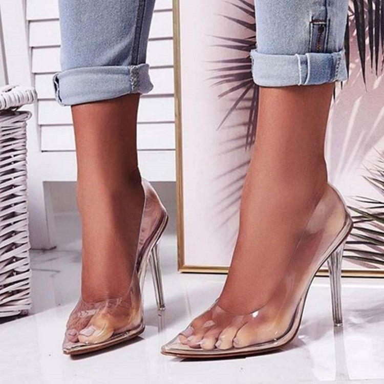 Pvc Slip-on Teräväkärkiset Piikkikorko Naisten Avokkaat