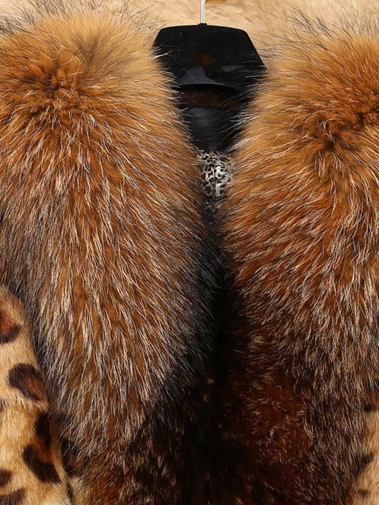 Naisten Ohut Patchwork Leopard Faux -takki
