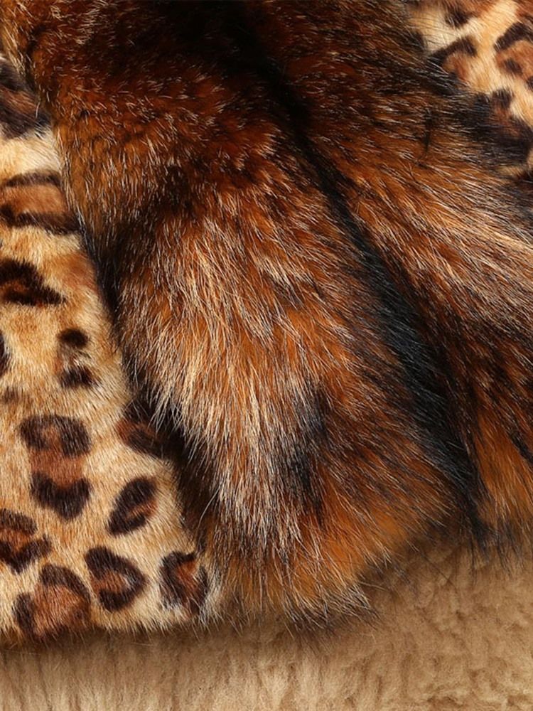 Naisten Ohut Patchwork Leopard Faux -takki