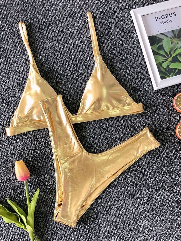 Naisten Bikinisetti Beach Look Plain Seksikäs Uimapuku