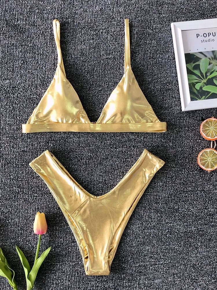 Naisten Bikinisetti Beach Look Plain Seksikäs Uimapuku