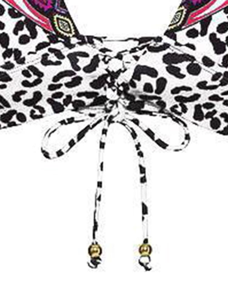 Naisten Leopardinauhakiinnitysbikini
