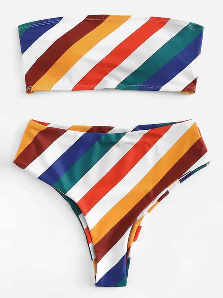 Naisten Seksikkäät Tankini Set Stripe -uimapuvut