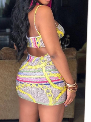 Naisten Tankini Set Color Block Print -uimapuvut