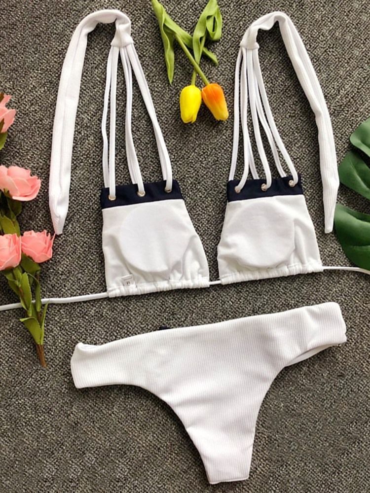 Naisten Tavallinen Tilkkutäkillä Varustettu Nauhabikini