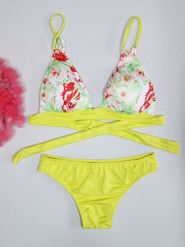 Naisten Tilkkutäkki Kukkainen Niukka Seksikäs Bikini