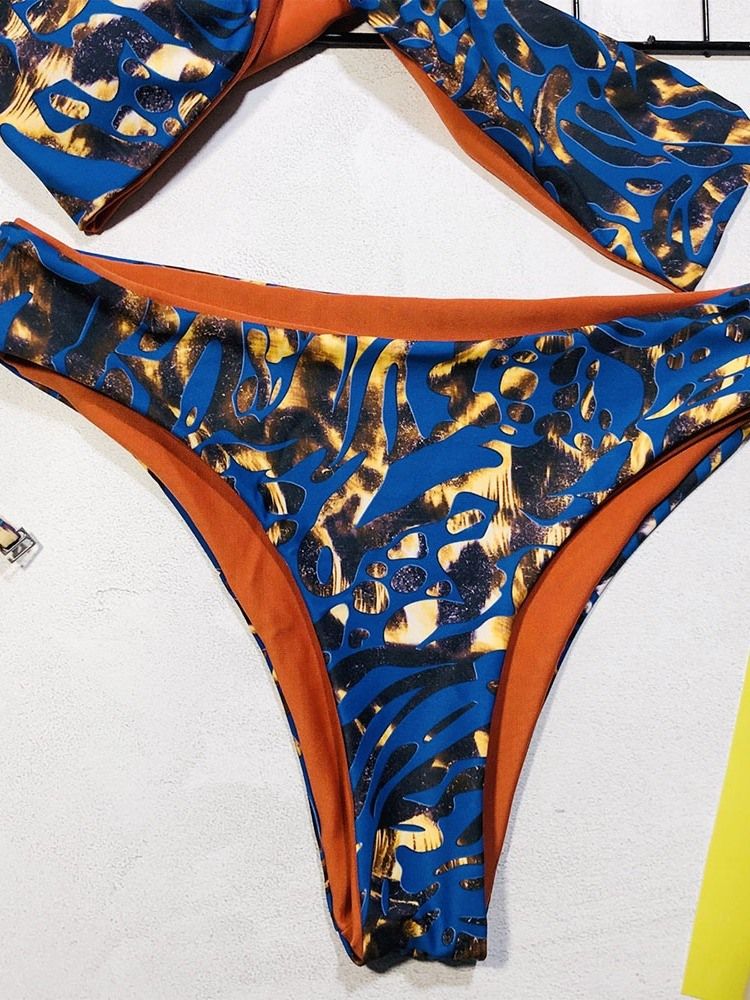 Naisten Väripaletti Tankini Set Print Bowknot Sexy Bikini