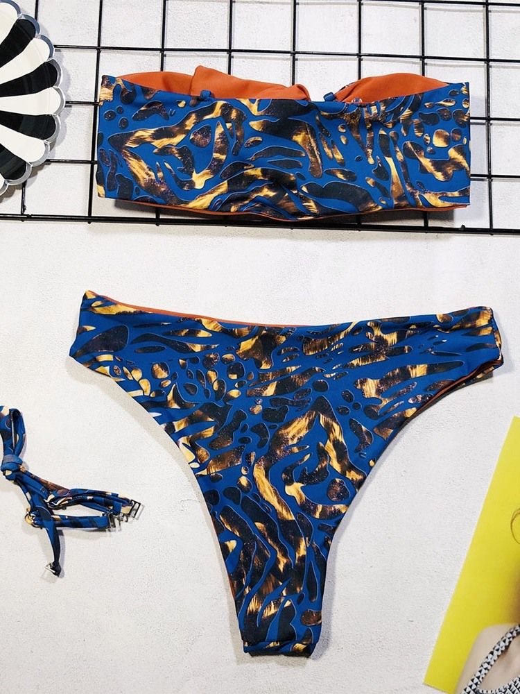 Naisten Väripaletti Tankini Set Print Bowknot Sexy Bikini