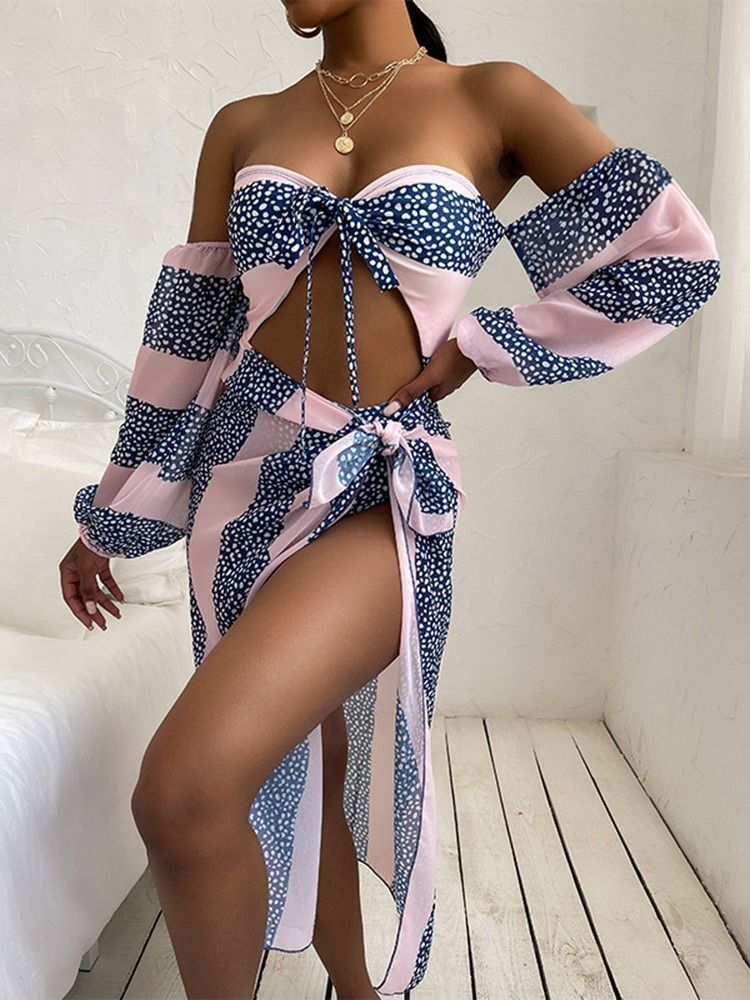 Western Polka Dots Lace-up Naisten Uimapuvut