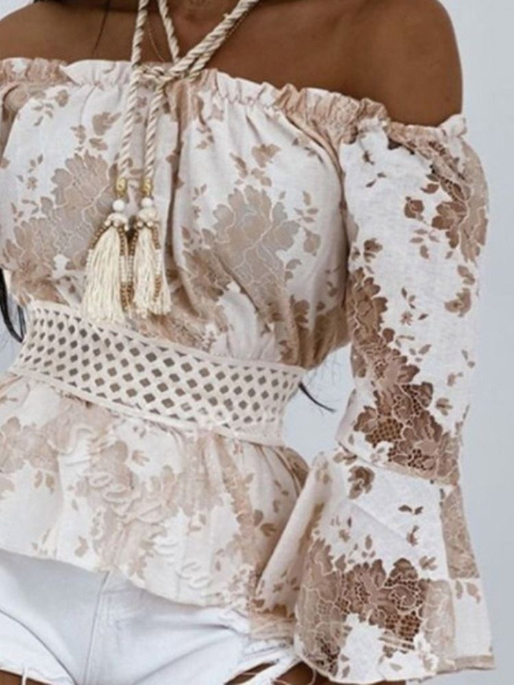 Hollow Flare Sleeve Off Shoulder -suuri Pitkähihainen Naisten Pusero