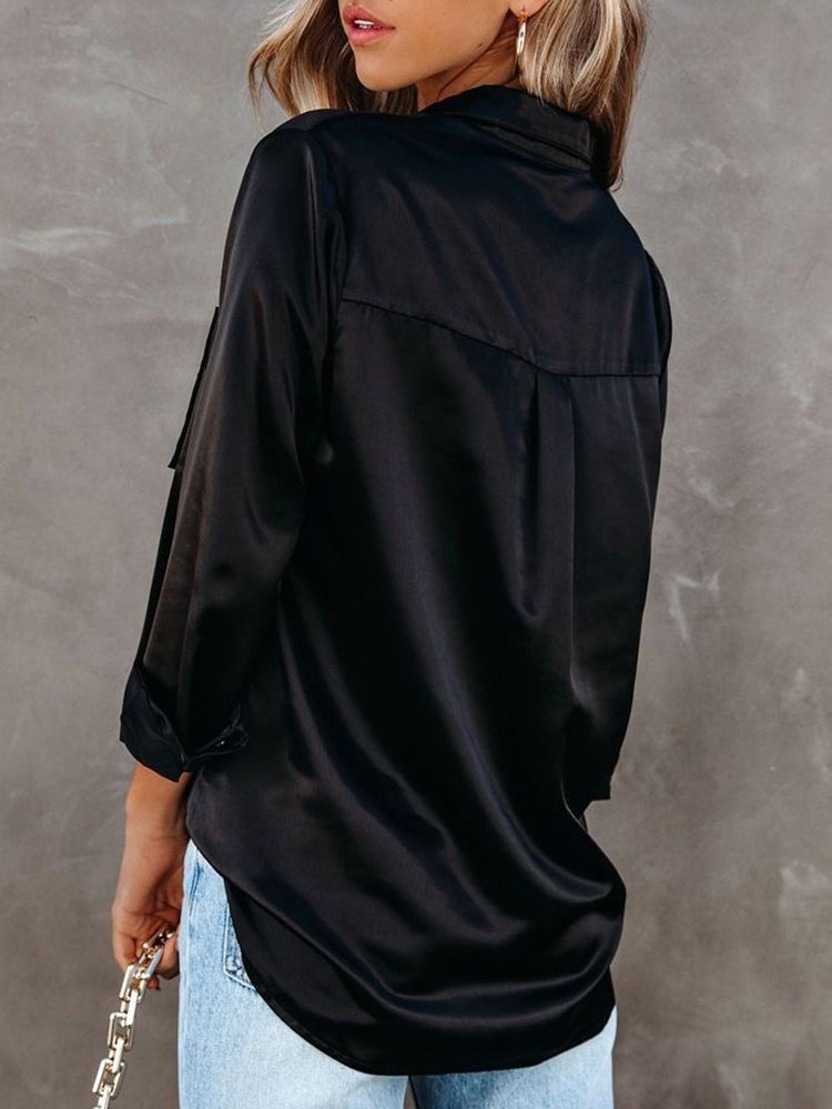 Normaali Plain Patchwork Pitkähihainen Naisten Ohut Pusero