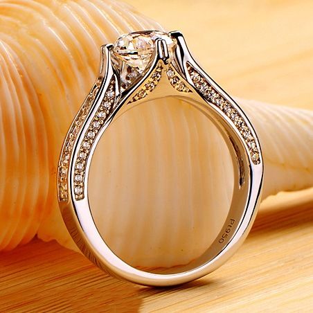 Herkkä Pyöreä Leikkaus Nscd Diamond D1.00 CT Lupaus Vihkisormus