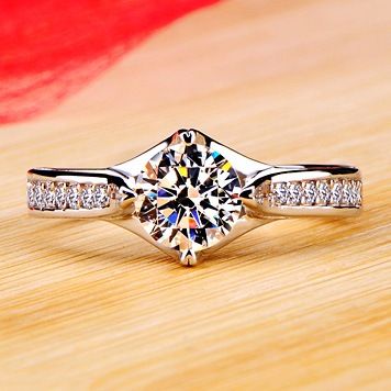Herkkä Pyöreä Leikkaus Nscd Diamond D1.00 CT Lupaus Vihkisormus