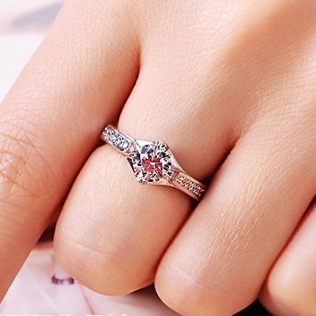 Herkkä Pyöreä Leikkaus Nscd Diamond D1.00 CT Lupaus Vihkisormus